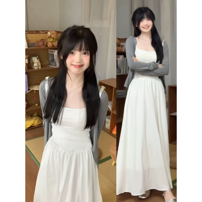 白色吊带连衣裙长款女白月光初恋系小白裙子夏日绝美2025初夏穿搭
