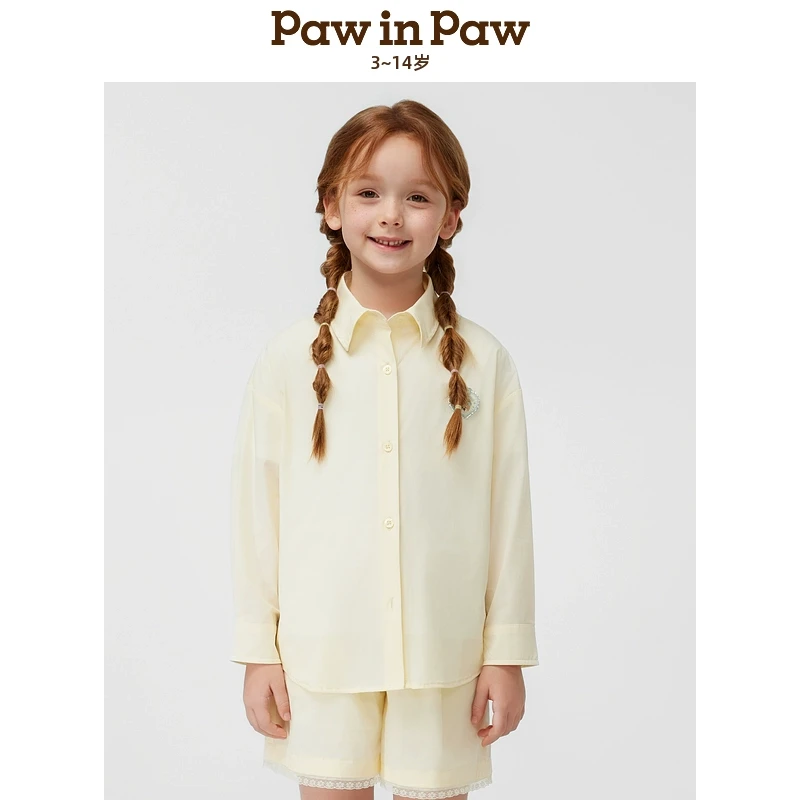 【会员】亲子款PawinPaw童装25年夏新款女童长袖衬衫PCBAF2321E