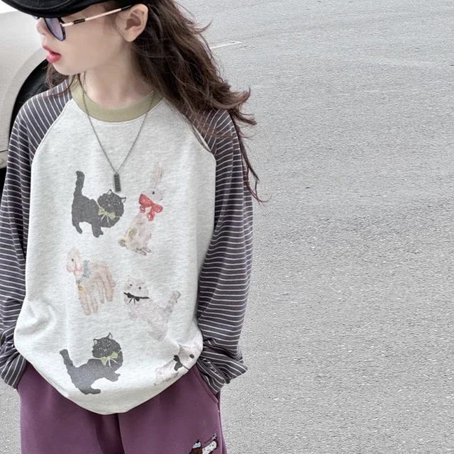 女童条纹长袖t恤春季2025新款儿童内搭洋气打底衫女孩上衣春秋款