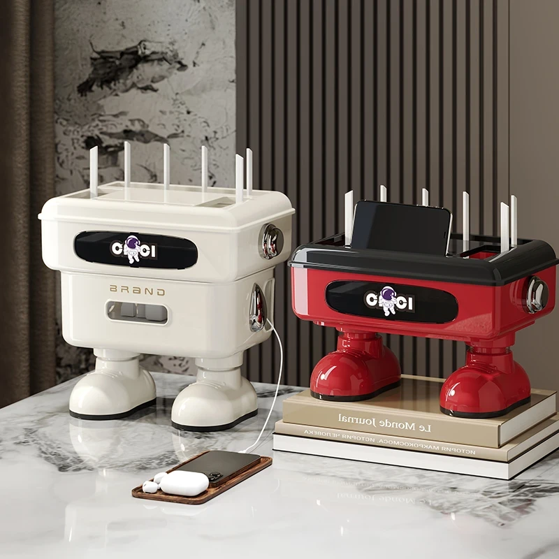 创意卡通路由器置物架客厅wifi无线路由器收纳盒免打孔插排储物盒