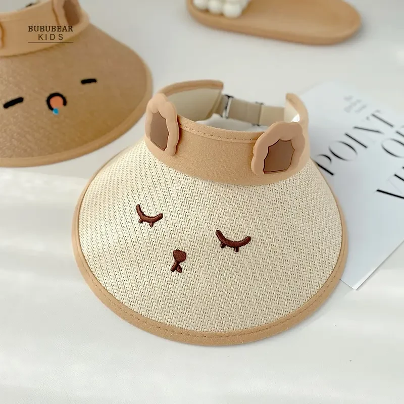 儿童遮阳防晒帽0-10岁太阳帽男女童宝宝沙滩草帽防紫外线空顶夏季