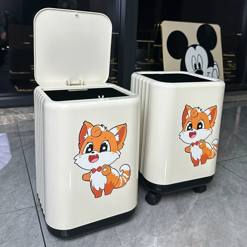 2024新款家用带盖带轮可爱垃圾桶客厅办公室高颜值大容量轻奢高档