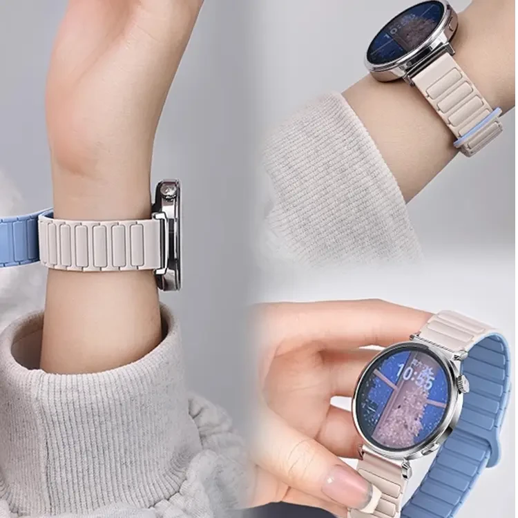 星光色张婧仪同款适用华为gt5表带硅胶磁吸拼色GT3GT4watch4表带