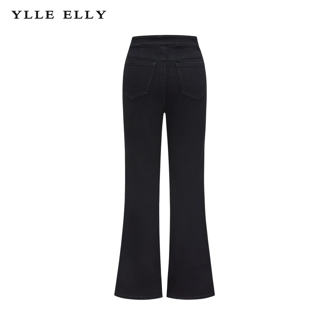 【大梦专属】YLLEELLY微喇牛仔裤2024春季新款纯色棉质休闲长裤