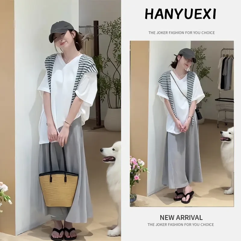 减龄孕妇装夏装套装2025年新款慵懒风宽松休闲上衣搭配半身裙薄款