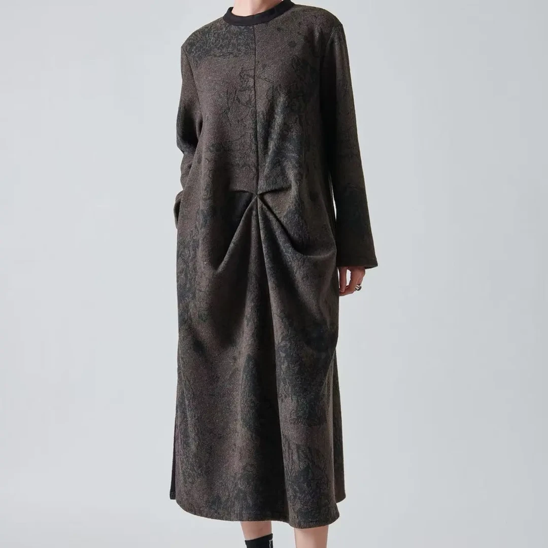 24D8239美裙秋冬复古大气显气质连衣裙