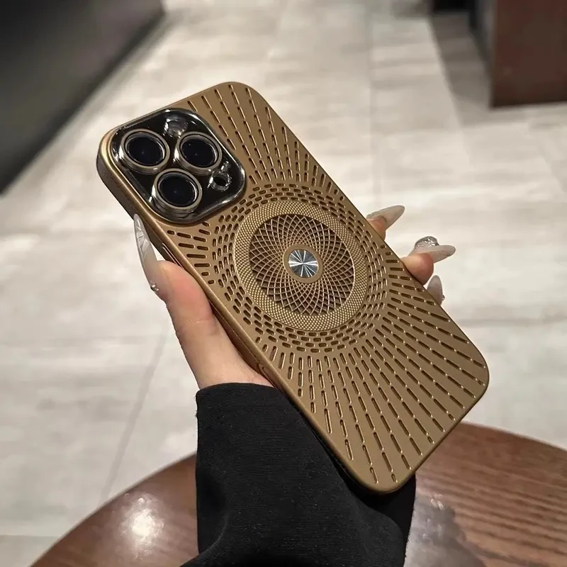 镂空散热磁吸适用苹果16promax手机壳15pro新款14镜头膜13高级12