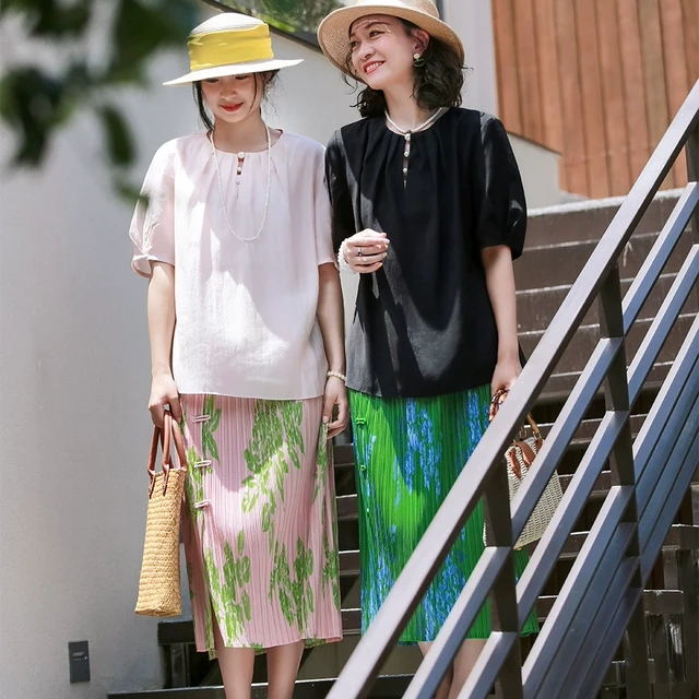 优雅气质加厚天丝~新中式夏季优雅轻奢珍珠衬衫时尚上衣防晒短袖