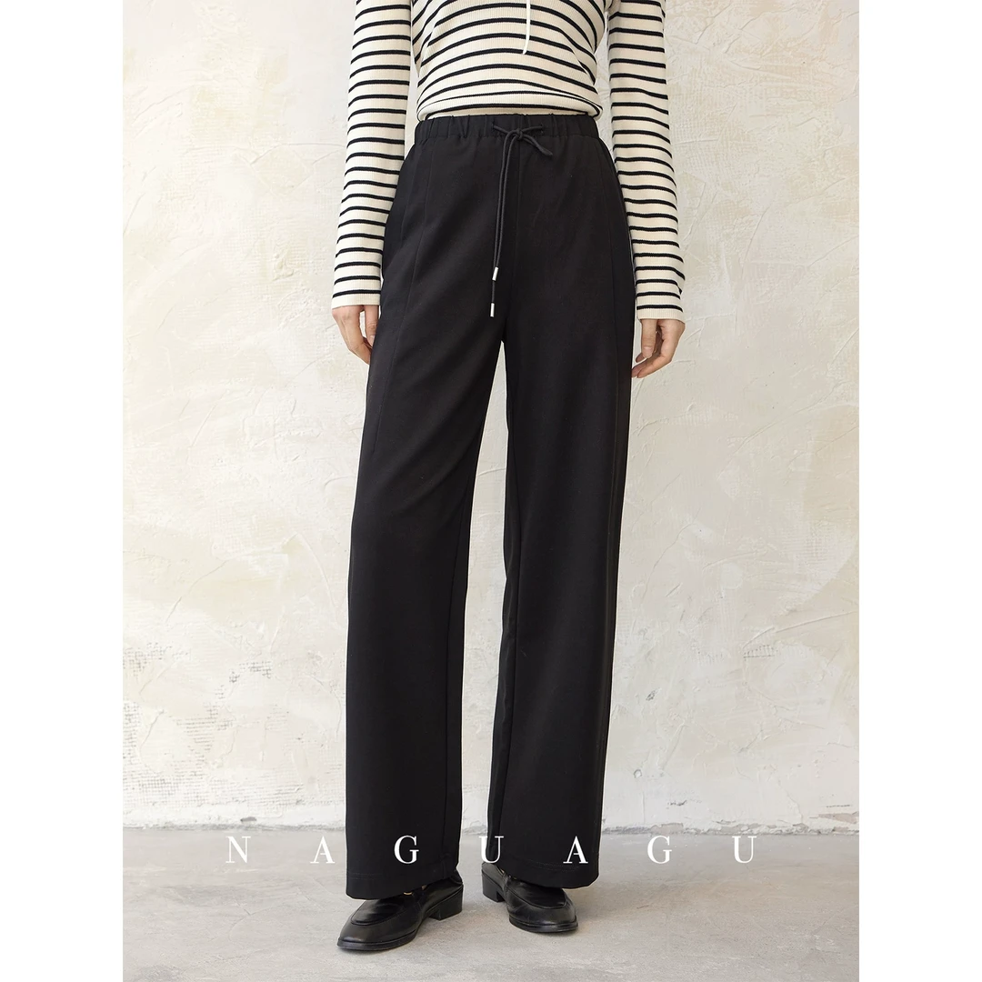 【遛弯云朵裤】忝然棉+莱赛尔 简约系带松紧腰直筒休闲裤