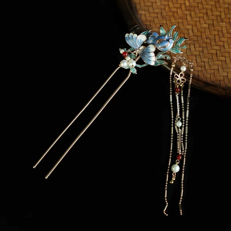 明制原创手工新中式发钗盘发簪子国风古典长流苏步摇旗袍茶服女款