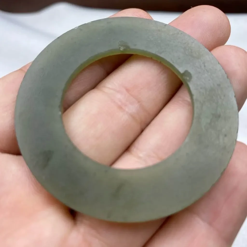 战汉和田玉青玉玉环玉佩玉壁吊坠10克尺寸直径54mm