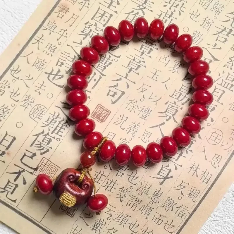新品红菩提单圈手串福袋小锁 算盘珠菩提根大红 正红沙沙供菩提子