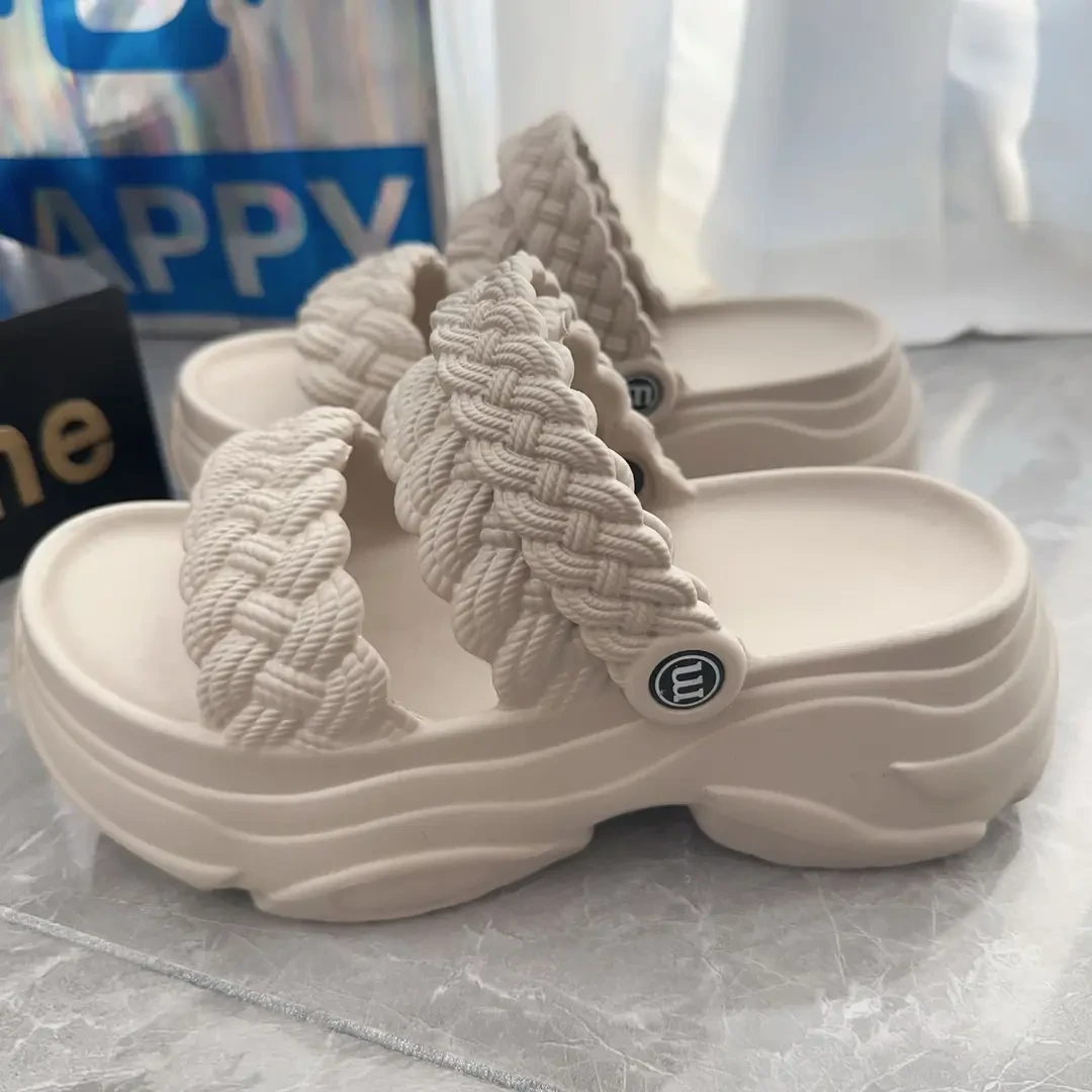 2025新款麻花厚底透气新款松糕凉拖鞋女网红时尚休闲百搭夏季凉鞋