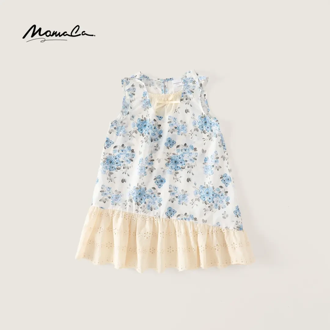 MOMOCO夏季欧若风女童新款洋气甜美文艺棉布连衣裙77680476003