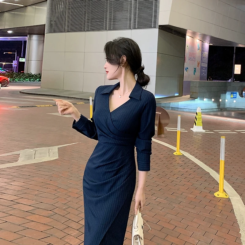 林关关【officeLady】时尚职场大姐姐连衣长裙气质高贵名媛显瘦裙子