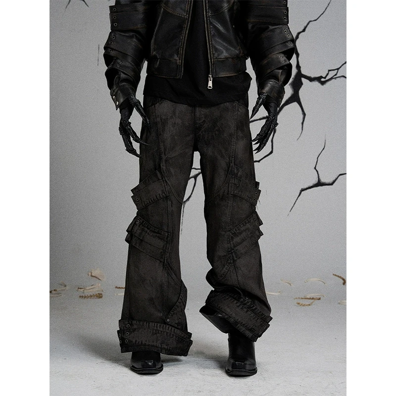 FLYERRER24AW原创"异变"系列 牛仔做旧涂层长裤