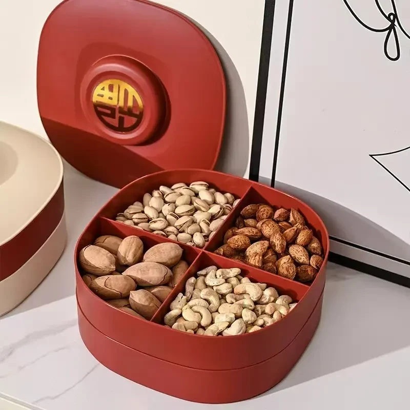 【新年必备糖果盒】-双层糖果收纳盒分格干果坚果盒防潮密封客厅零