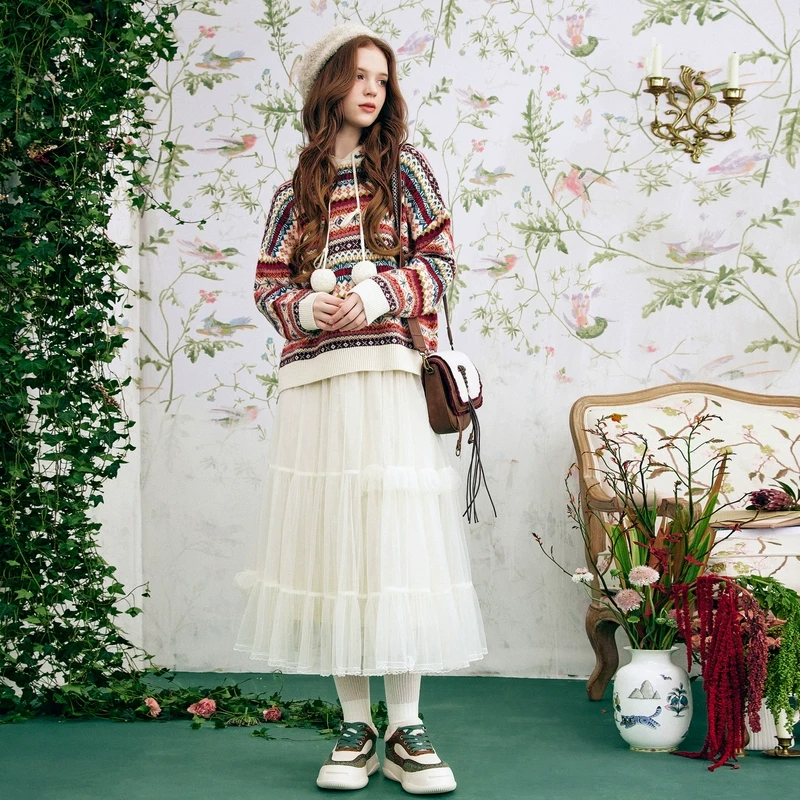 【千颂妮专享】菀壹网纱半身裙2024年冬季新款A字中长裙子O13821351