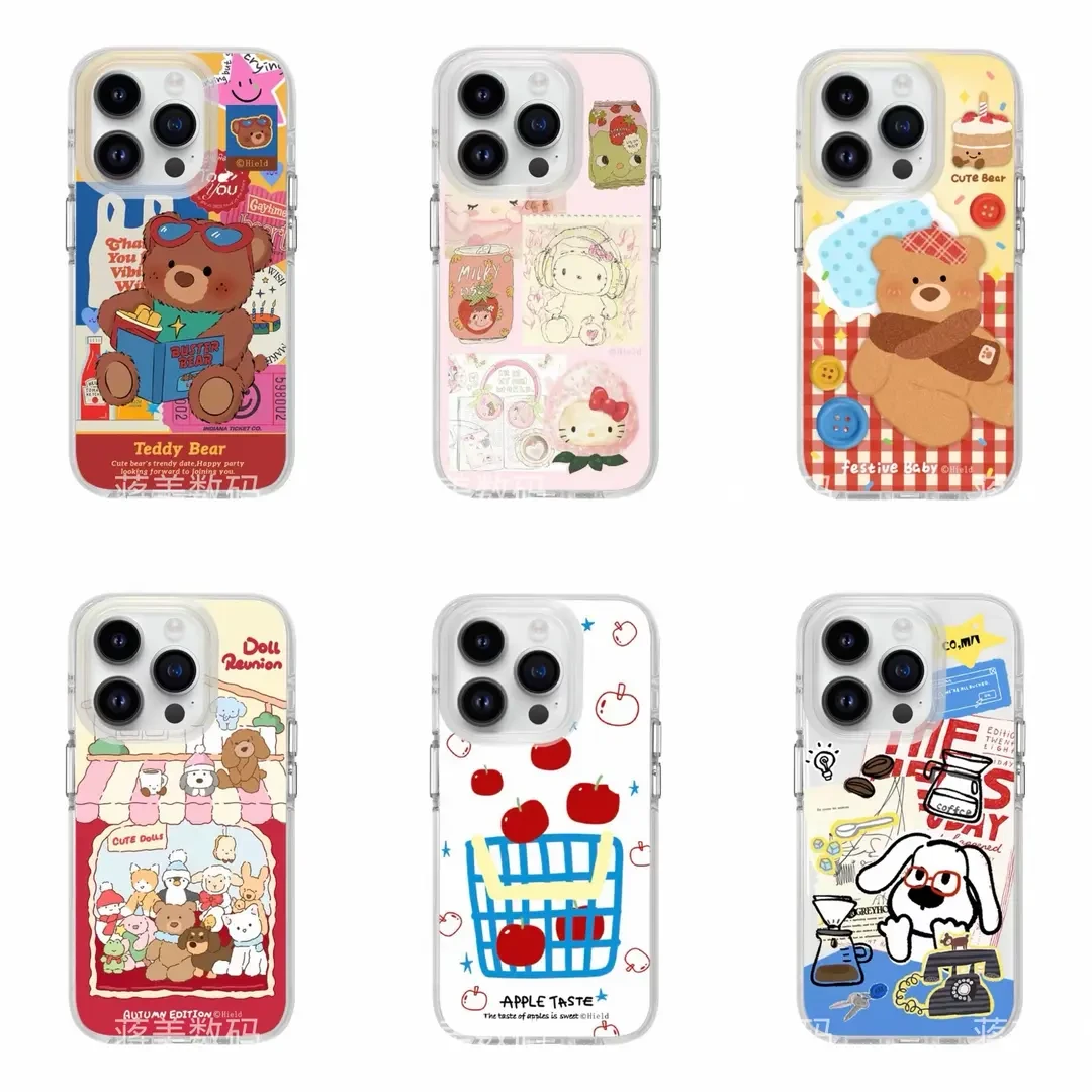 圆边气囊IMD卡通小熊适用苹果16promax网红新款手机壳iPhone15壳