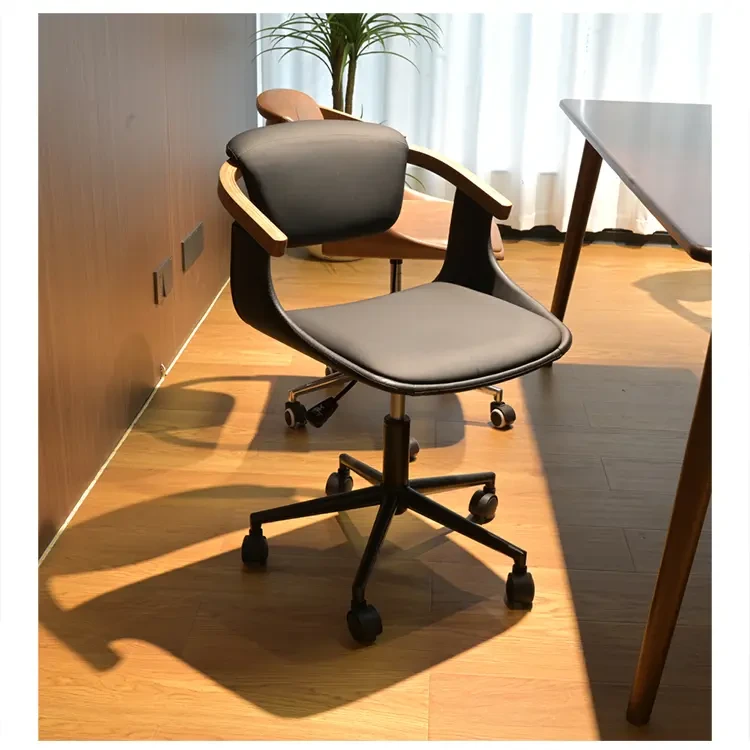 聚力轻奢电脑椅家用实木板书房久坐不累会议椅转椅可升降办公座椅