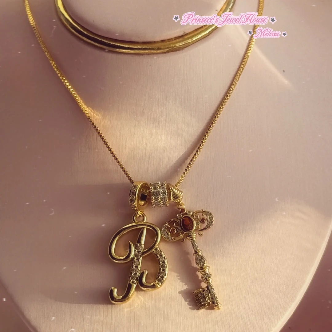 铜合金锆石项链 钥匙字母小众设计感轻奢气质锁骨链