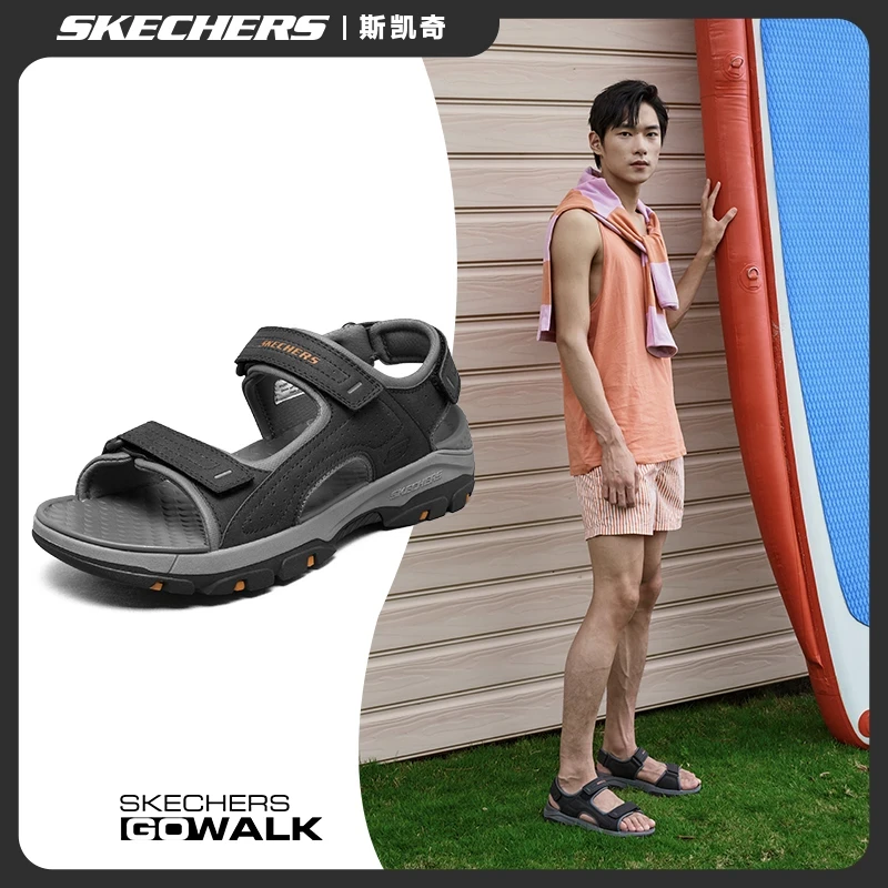 斯凯奇凉鞋2025夏爆款男运动耐磨魔术贴沙滩鞋凉鞋204105