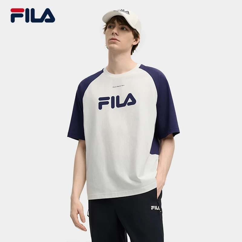 FILA斐乐男士2025夏季新款休闲美式运动插肩袖短袖T恤F11M519101F
