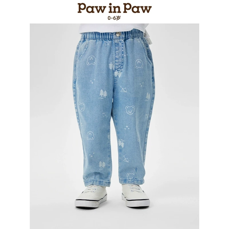 【莱赛尔】PawinPaw卡通宝宝童装25年春夏宽松牛仔裤印花PCTJF2272E
