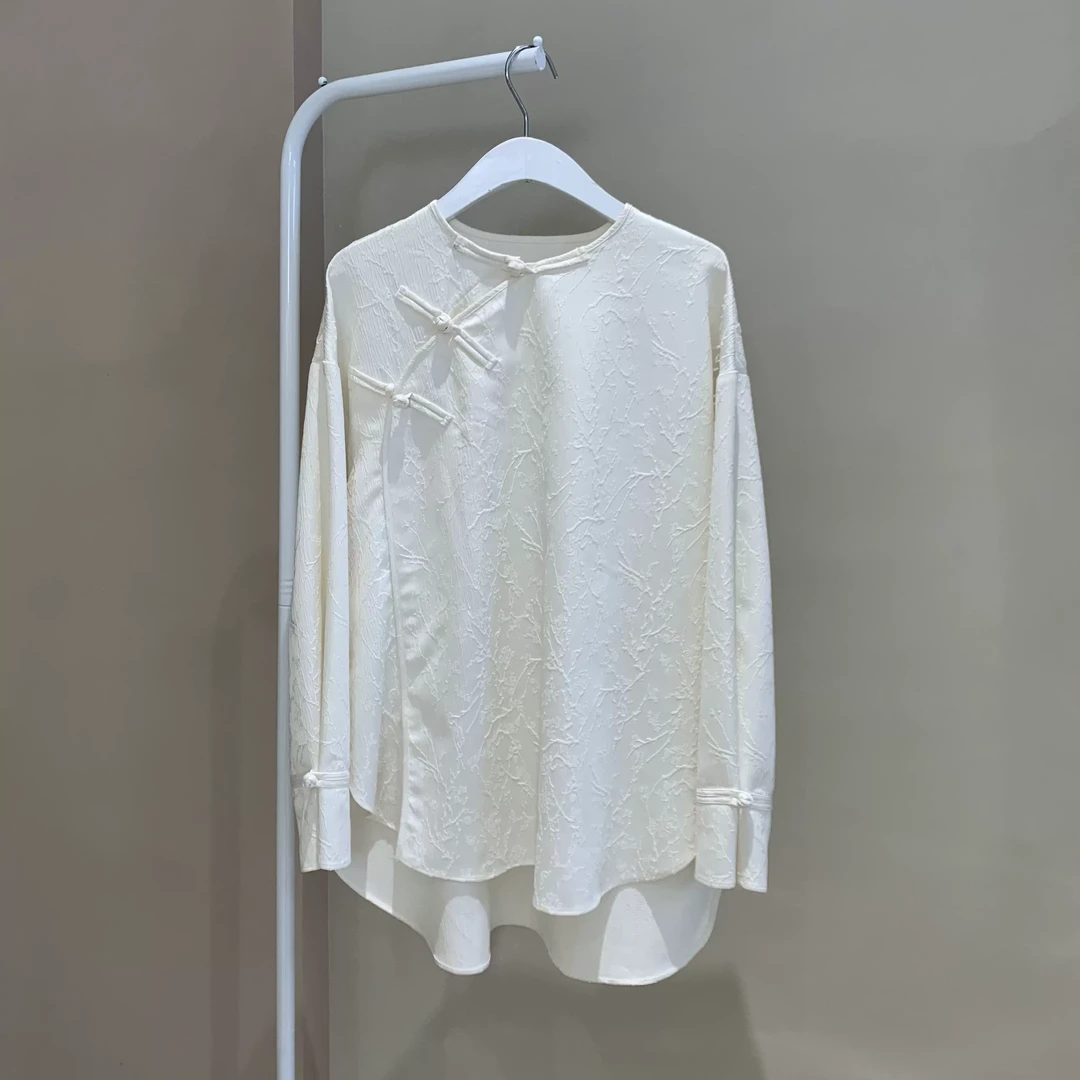 1-19 G0758 新中式斜襟圆领落肩上衣CS