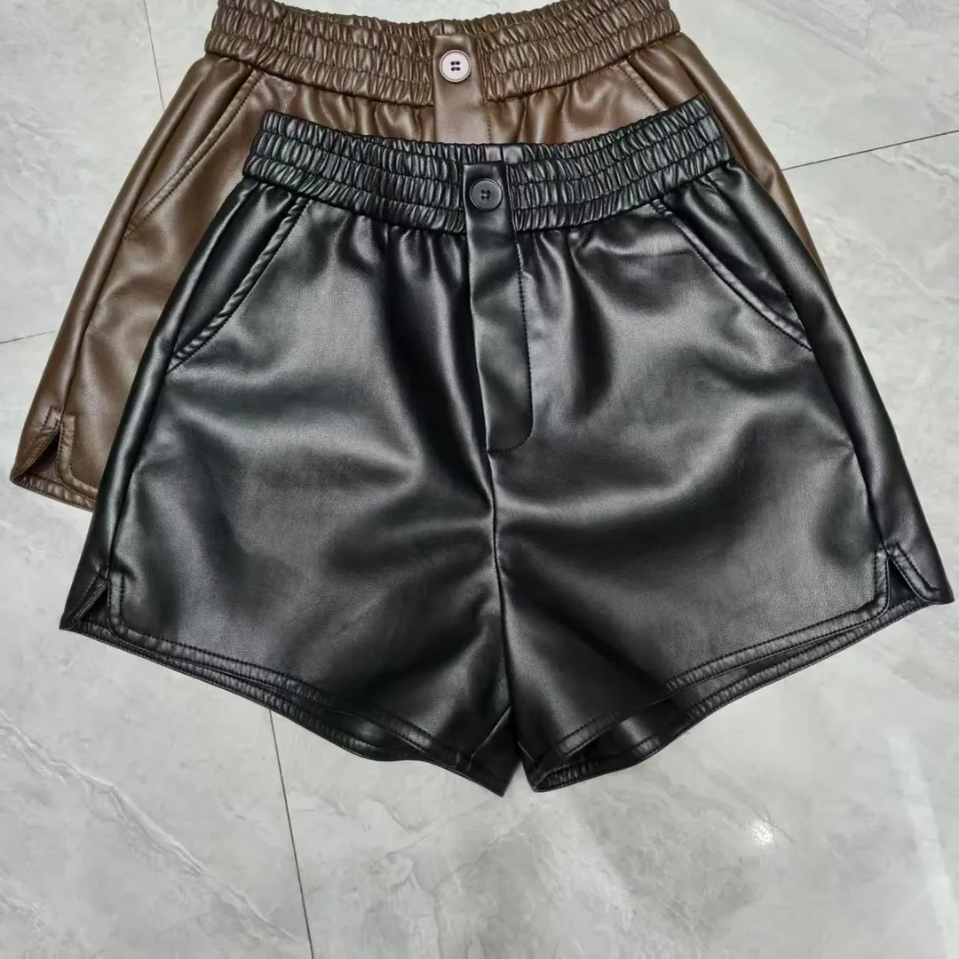 2025年短裤靴裤秋季秋冬PU松紧腰短裤