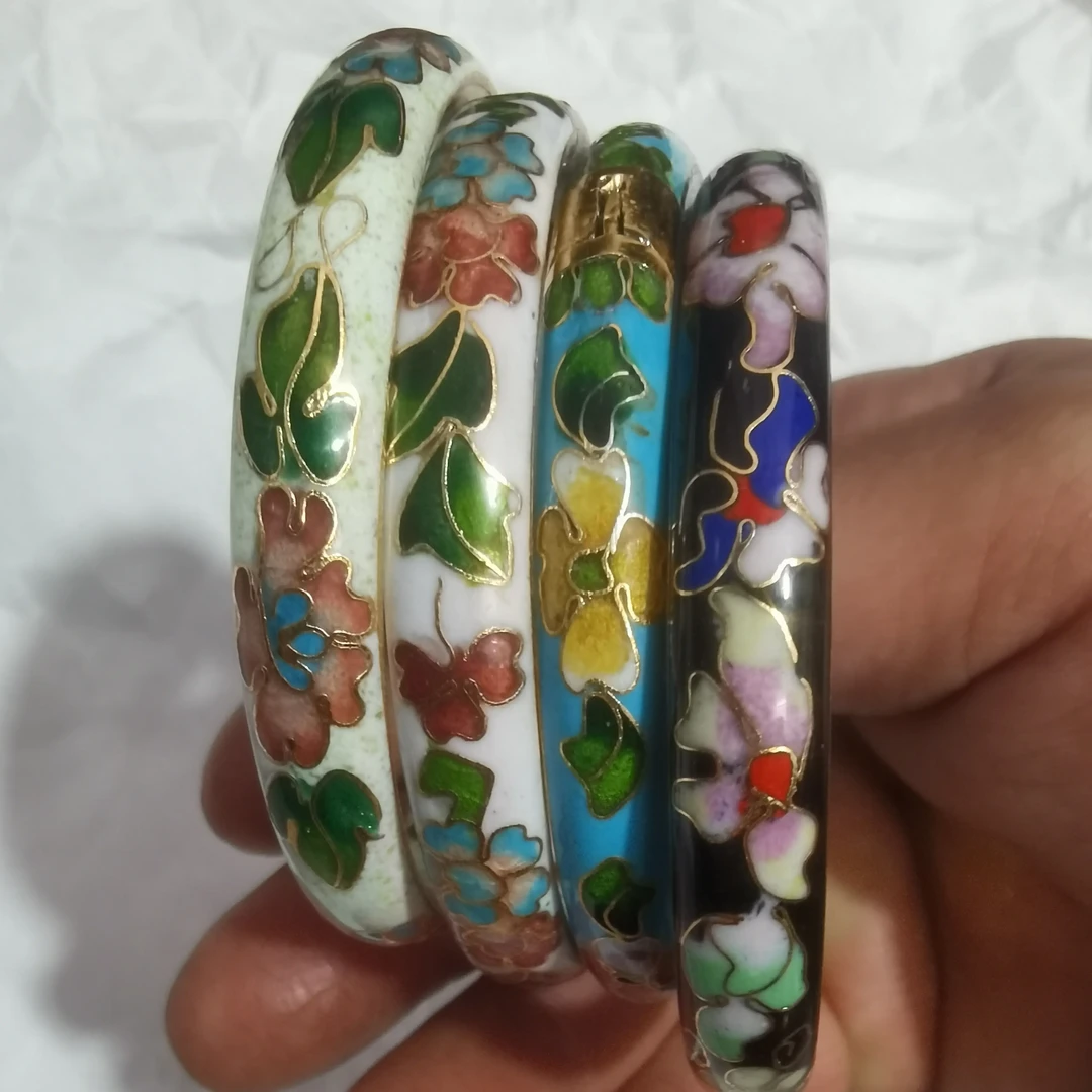 铜合金珐琅手镯 景泰蓝开口手镯四条