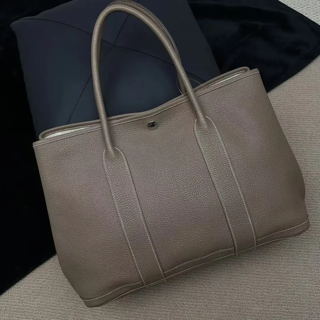 95新 Hermes/爱马仕 【文子姐专属】F069/大象灰花园单肩包/FB