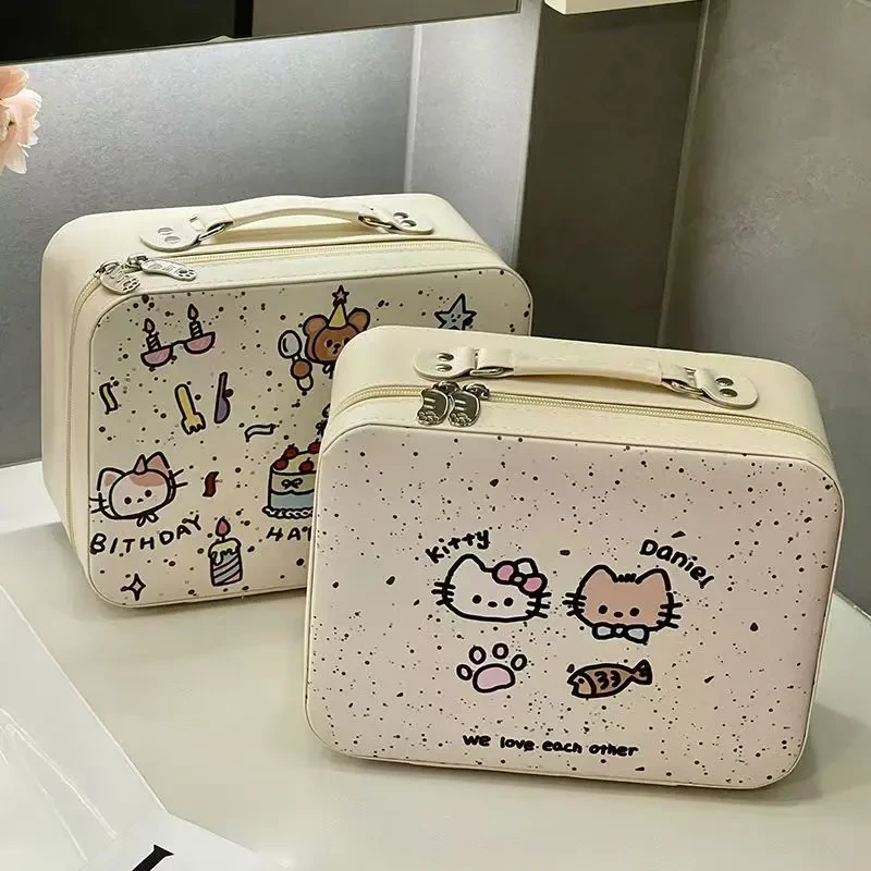 可爱化妆包女小众随身手提箱大容量带镜子化妆箱便携式旅行收纳包
