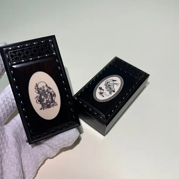 张圣林镶嵌雕刻竹蛉黄蛉盒 鸣虫虫具 （送水塔）