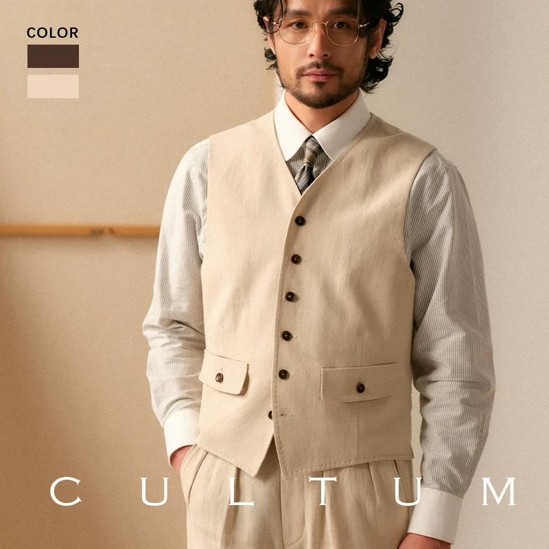 【柔软轻薄】CULTUM双口袋古典西装马甲男士休闲西服马夹