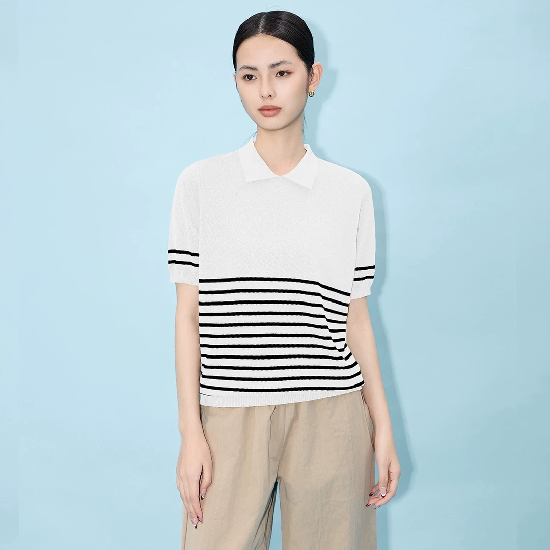 【福利专属】马天奴经典时尚休闲百搭条纹针织衫VHS487SWH0