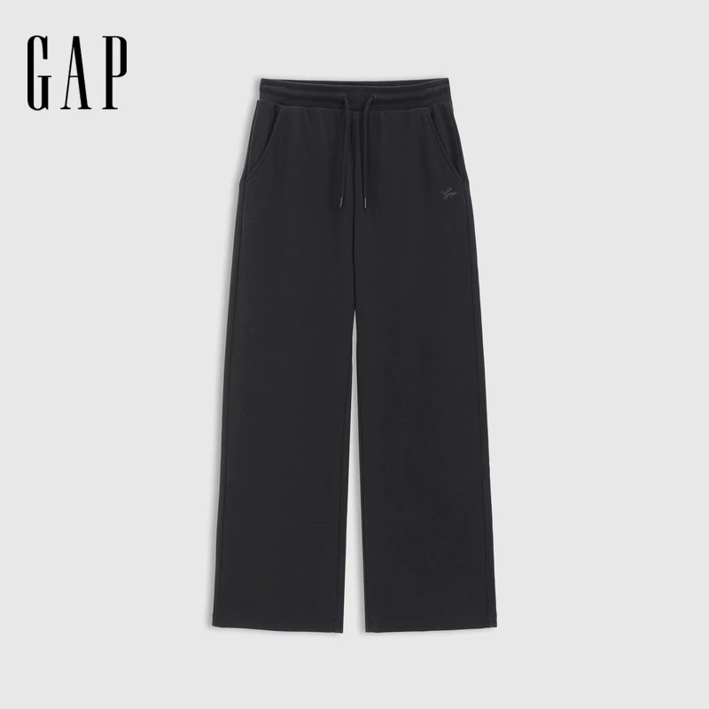 Gap女装2025春季新款logo直筒针织长裤运动基础款休闲卫裤760795