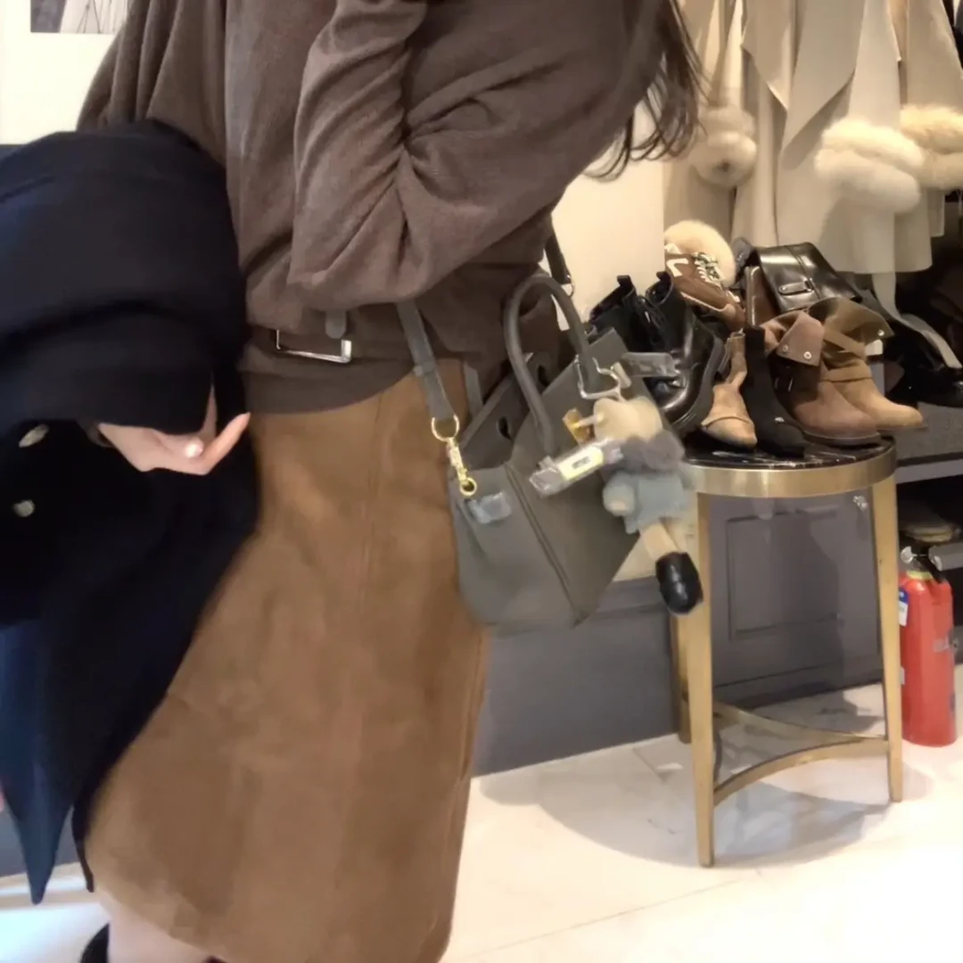 秋冬工艺麂皮绒半身短裙