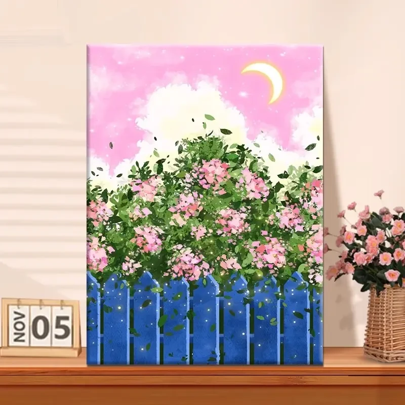 (浪漫花景）diy数字油画高品质手工填涂色解压治愈送礼丙烯装饰画