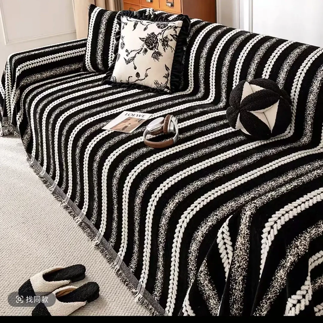 四季款耐猫抓送防滑条知慕雪尼尔全盖防猫沙发毯布巾