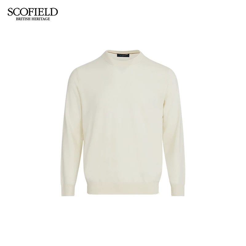 SCOFIELD男士秋冬新款圆领套头100%绵羊毛休闲针织衫舒适毛衣
