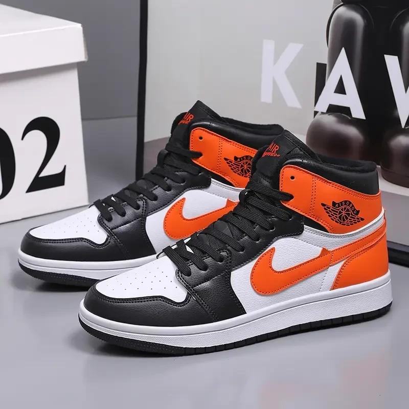 莆田纯原男鞋aj高帮春季新款板鞋青少年中学生摩擦有声运动骑行鞋