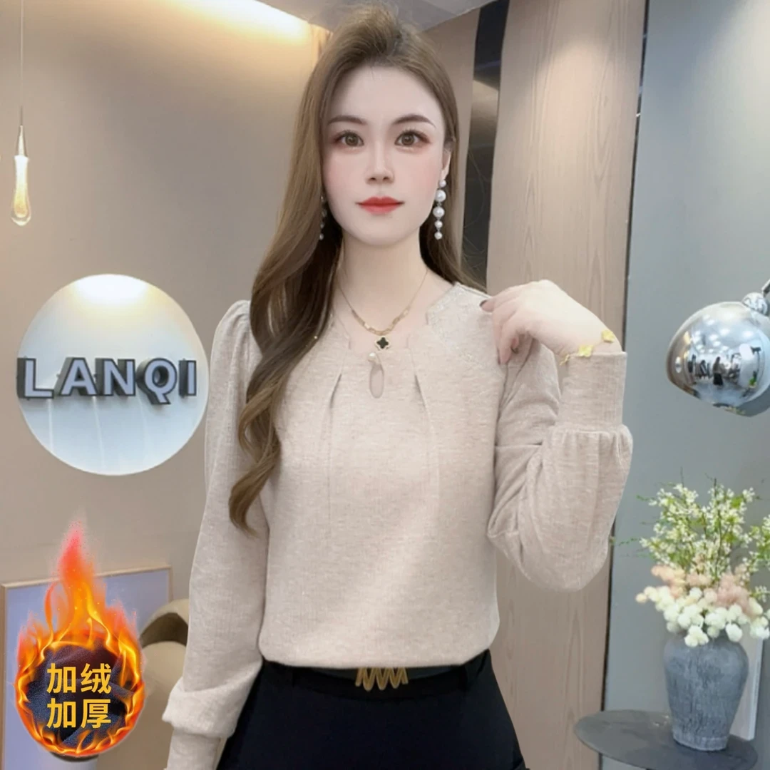 A9051设计感长袖打底衫T恤女冬季新款显瘦减龄洋气百搭上衣