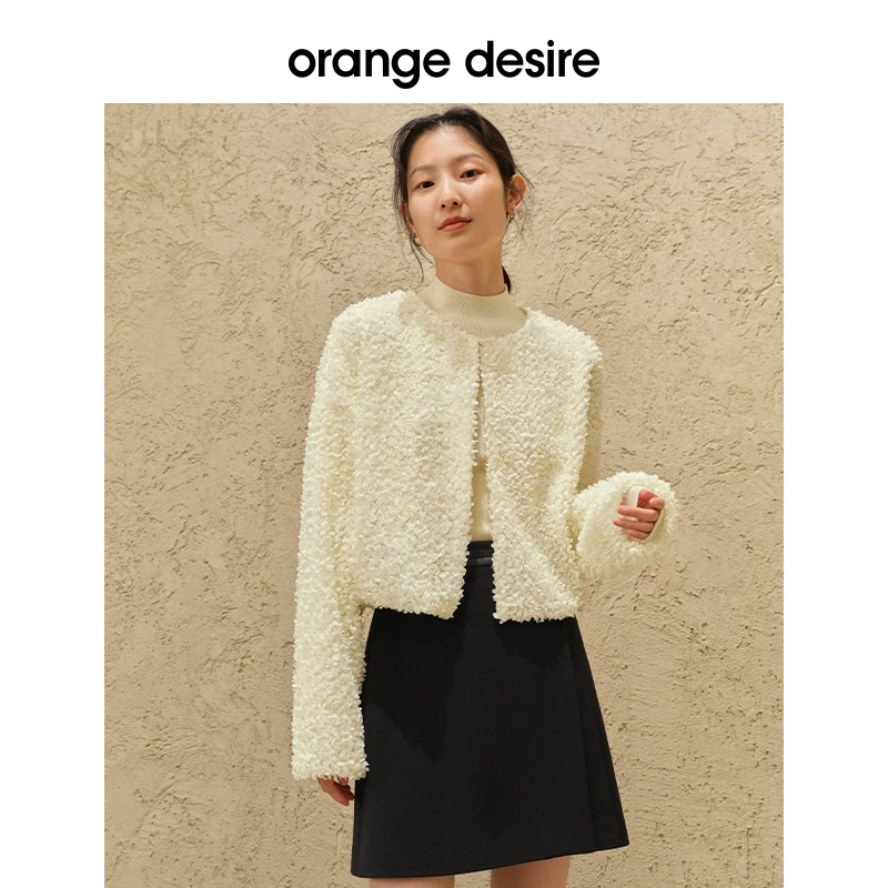 orange desire温柔立体花瓣短外套女圆领肌理感上衣OD2CAJ5027