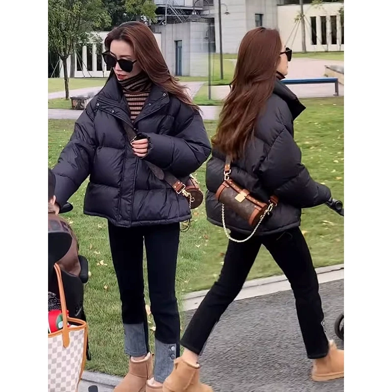 韩版短款黑色爆款棉服女2025新款冬季加厚小个子立领保暖棉衣外套