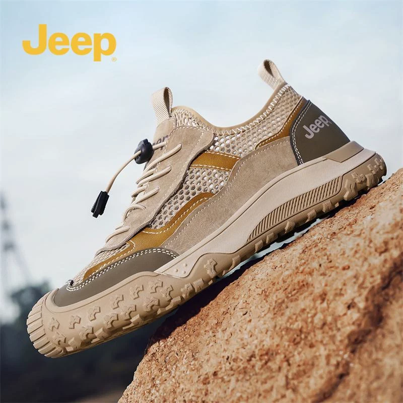JEEP吉普休闲鞋男士2025春季新款户外运动鞋防滑网面休闲登山鞋子