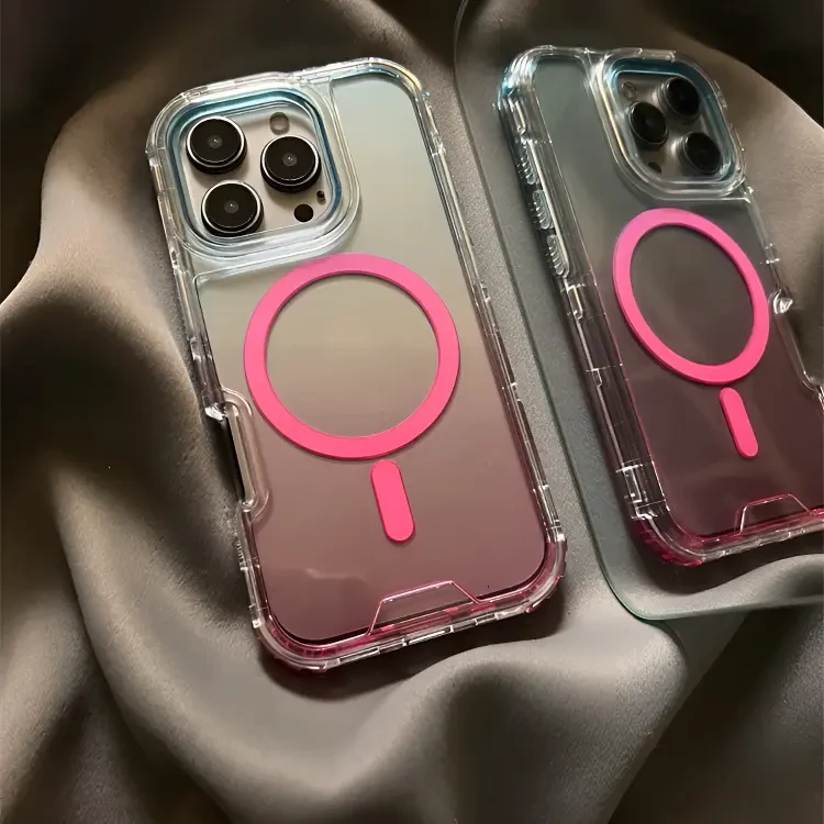 ins风蓝粉渐变磁吸适用苹果16pro手机壳15promax可爱14pro小众13