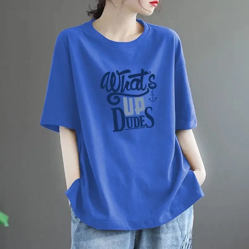 纯棉短袖t恤女夏季新款宽松大码显瘦遮肚子韩版洋气时尚百搭上衣