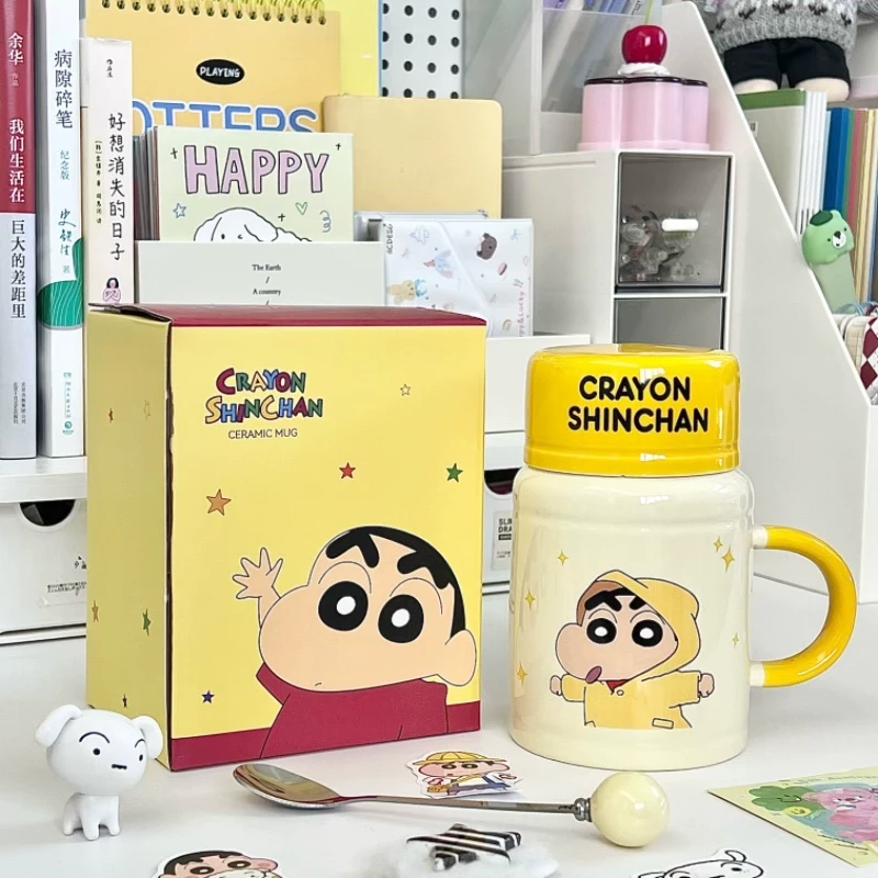 送女生生日礼物蜡笔小新大容量水壶闺蜜伴手礼可爱陶瓷马克杯礼盒