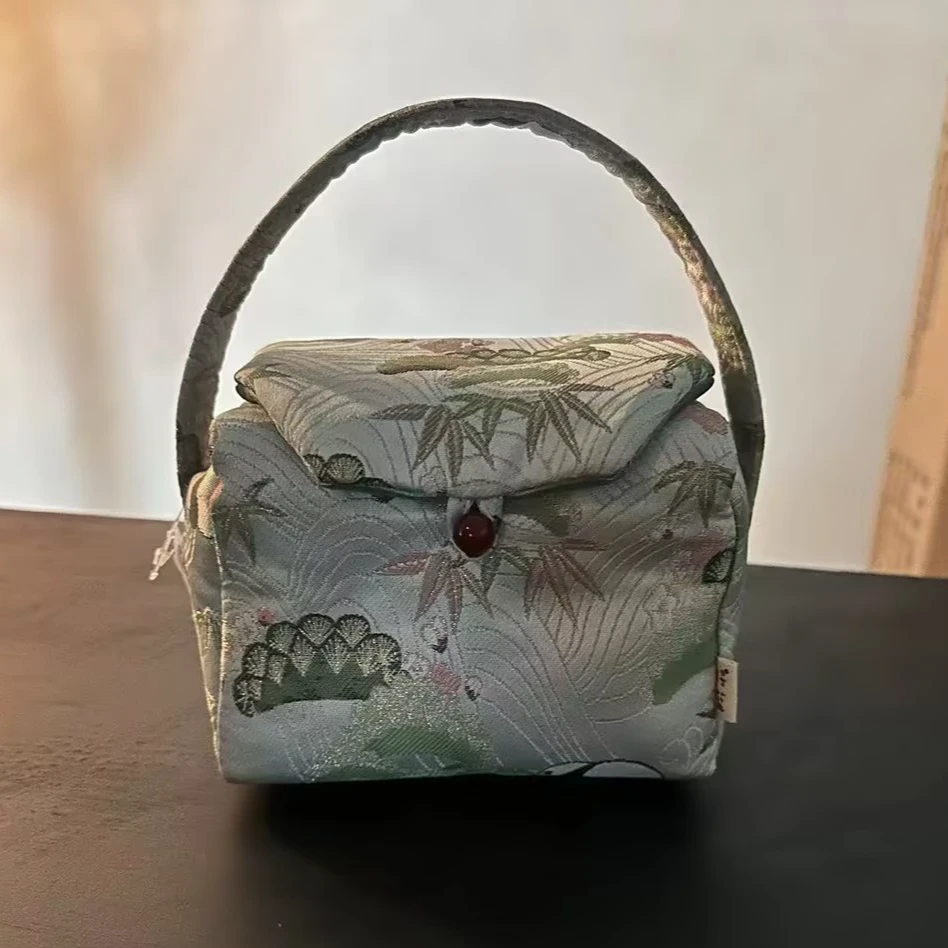 【静姐小院】<熊有成竹>小号一壶两杯茶事包12*8.5*10cm(慢蓝S0826)